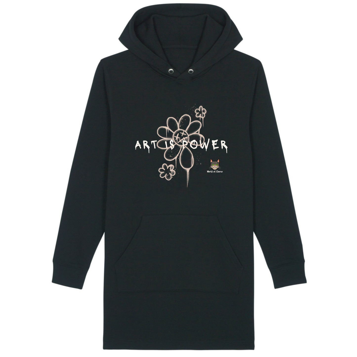 Organic Hoodie dress - "Art is Power"