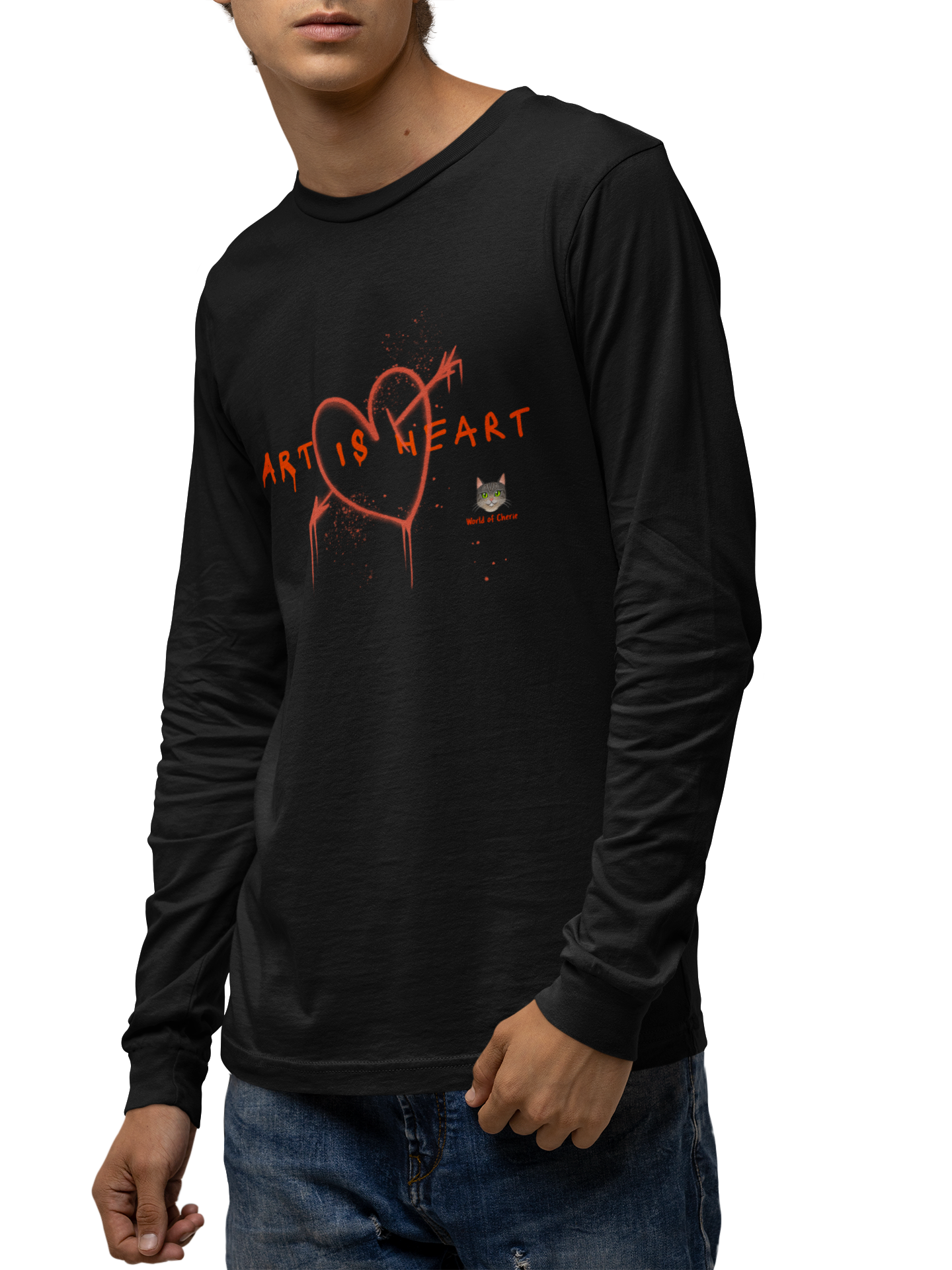 Long sleeve T-shirt Unisex - "Art is Heart" Col.Tangerine