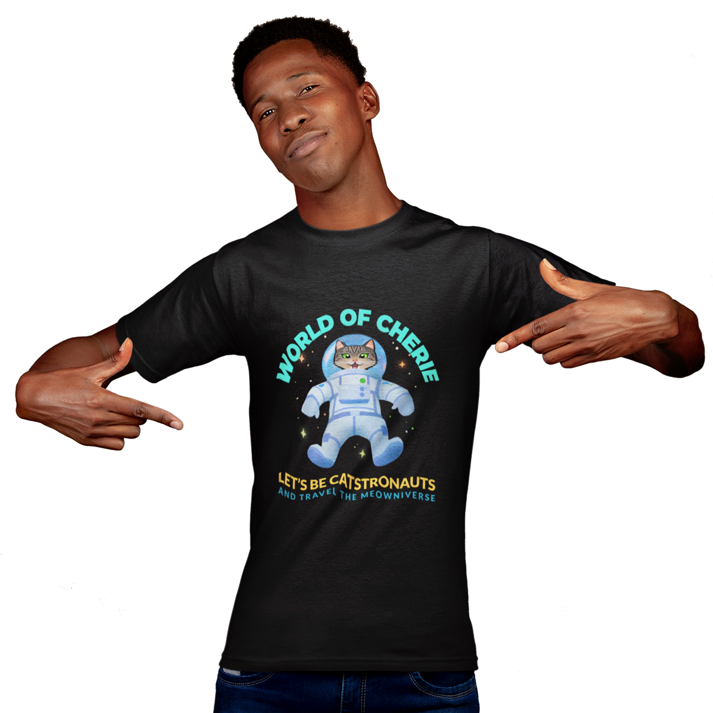 T-Shirt Short Sleeve Unisex - "Let's Be Catstronauts" 2