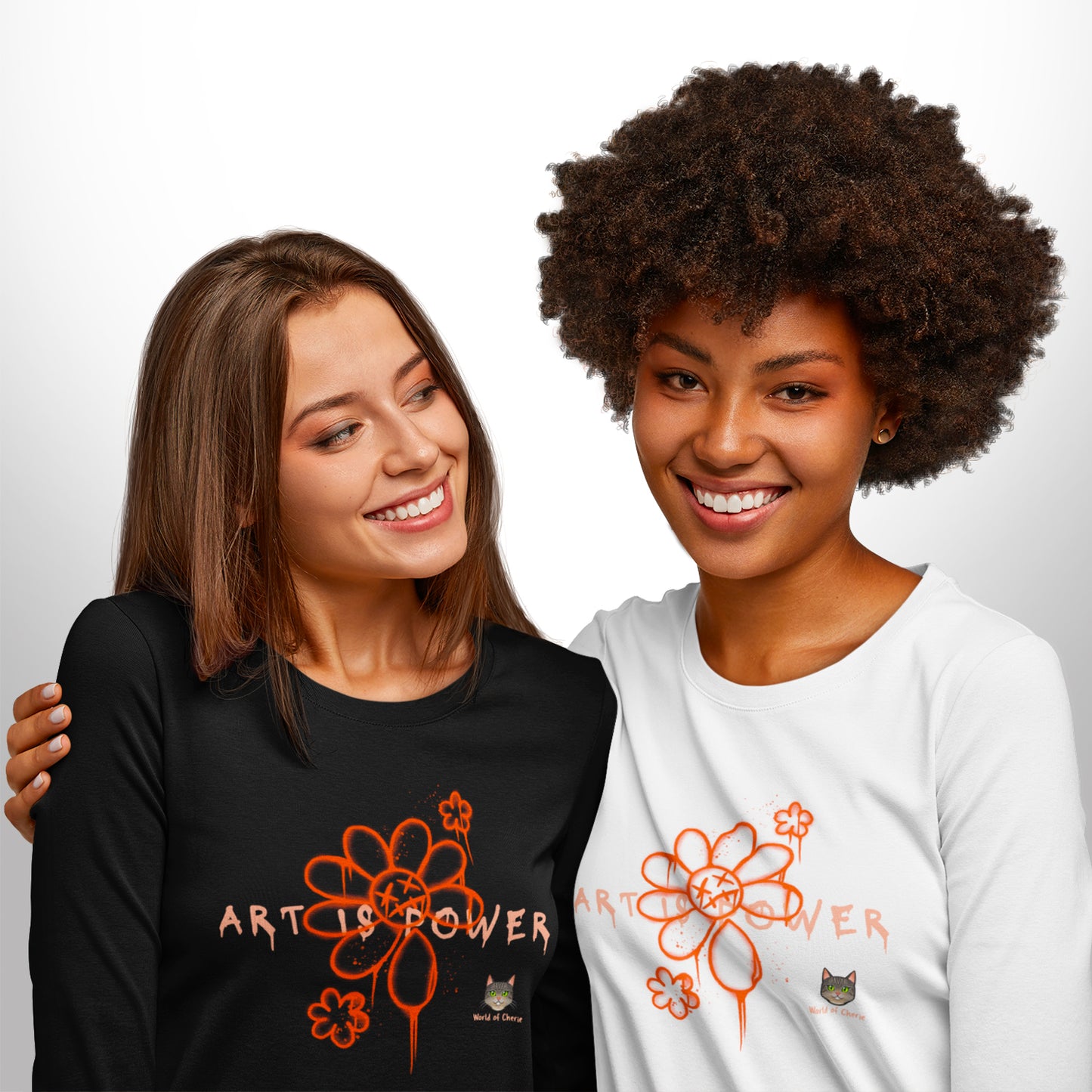 Long sleeve T-shirt Unisex - "Art is Power" Col.Tangerine