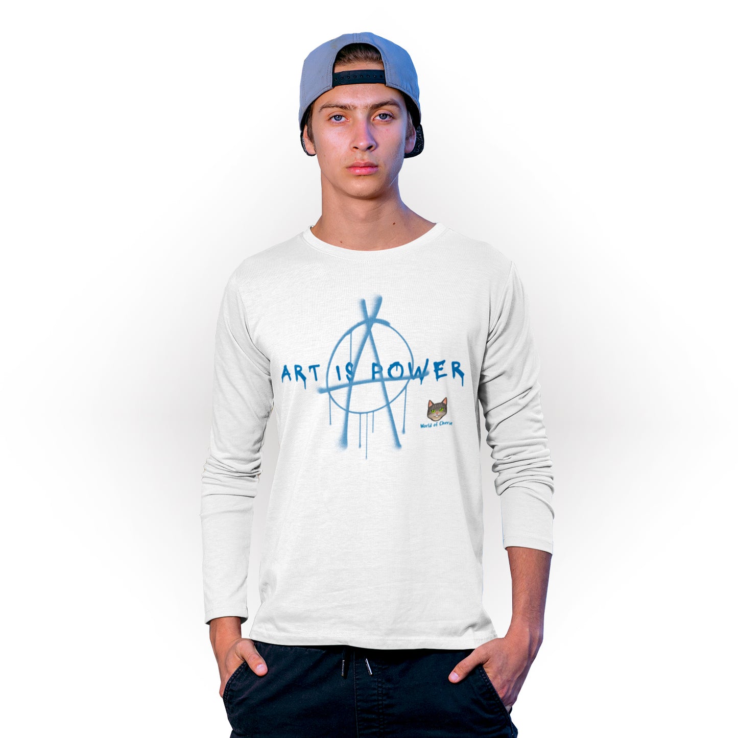 Long sleeve T-shirt Unisex - "Art is Power" Col.Blue
