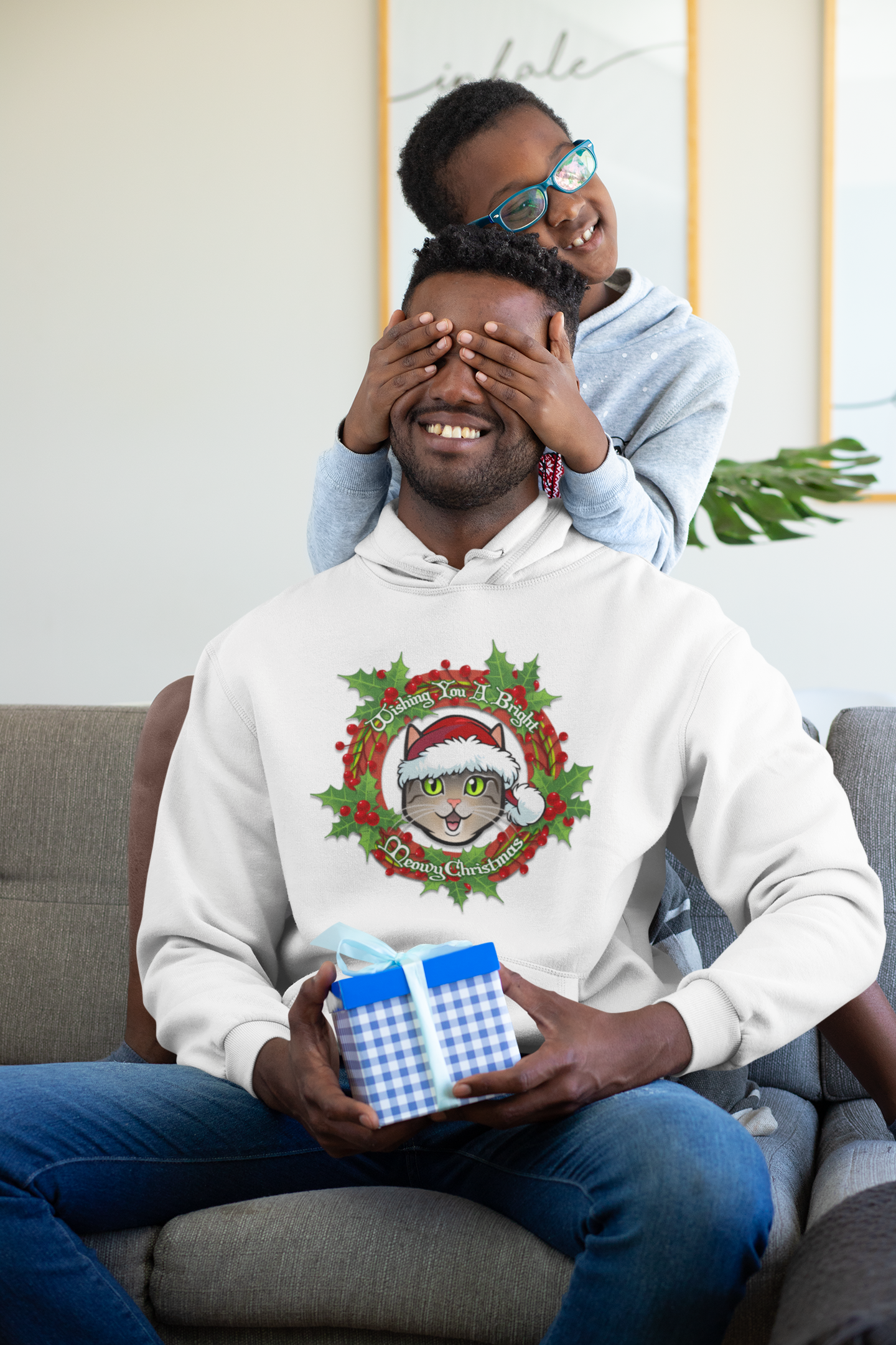 Unisex Organic Hoodie - "Meowy Christmas"