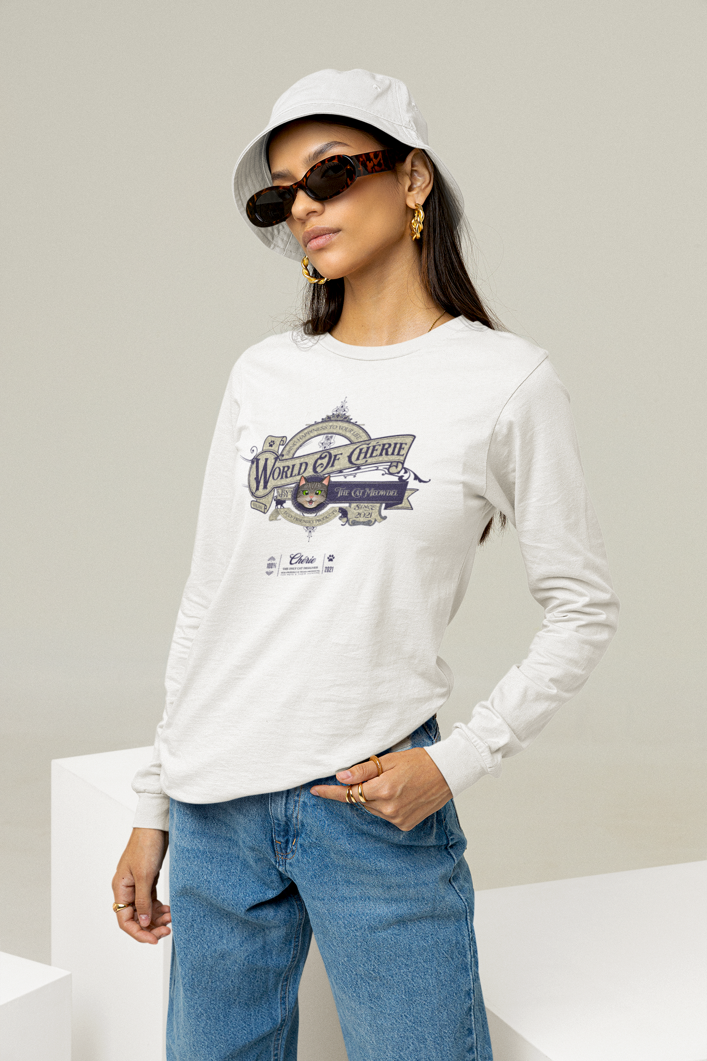 Long sleeve T-shirt Unisex - "Cat Meowdel"