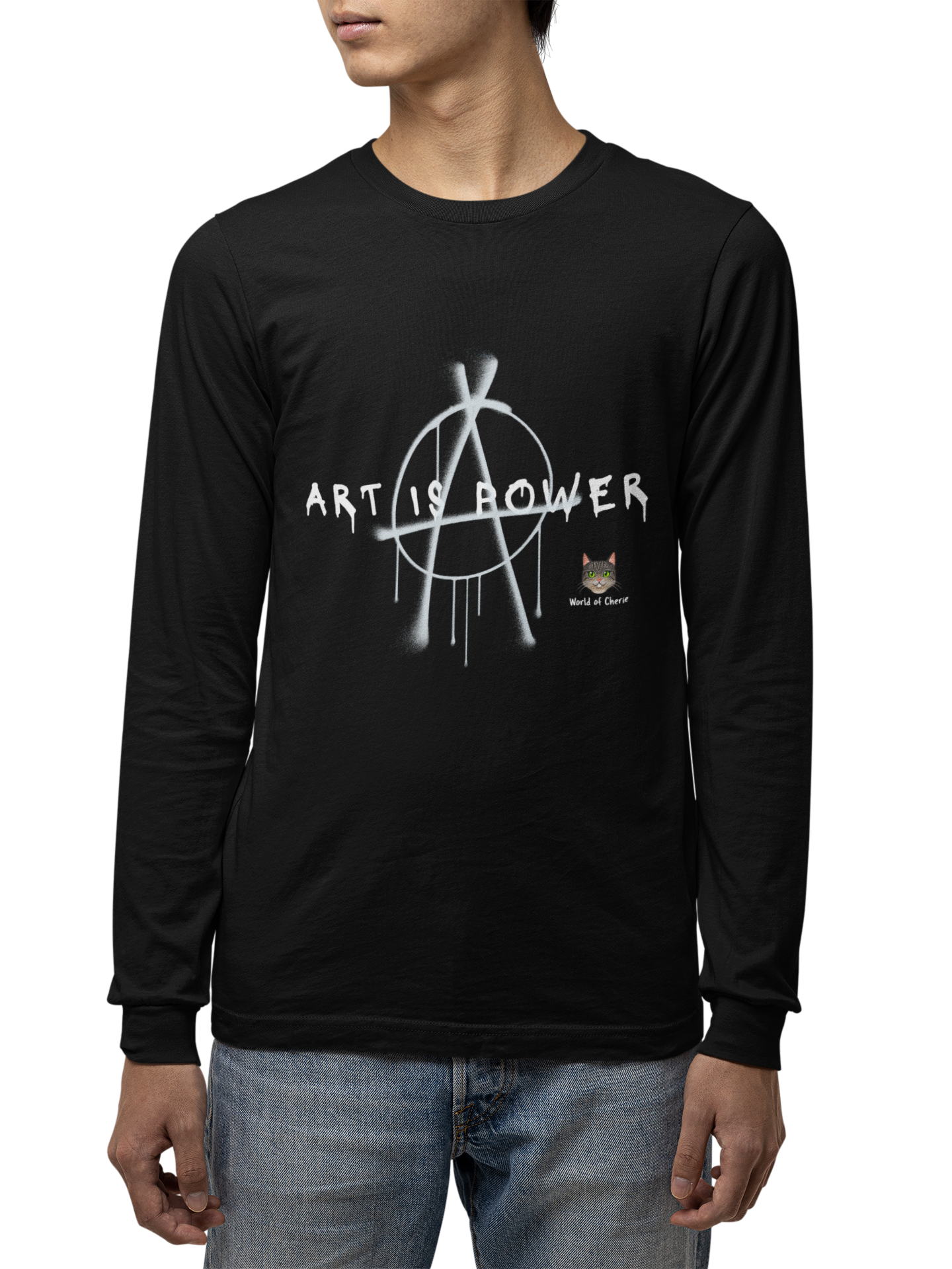 Long sleeve T-shirt Unisex - "Art Is Power" Col.White