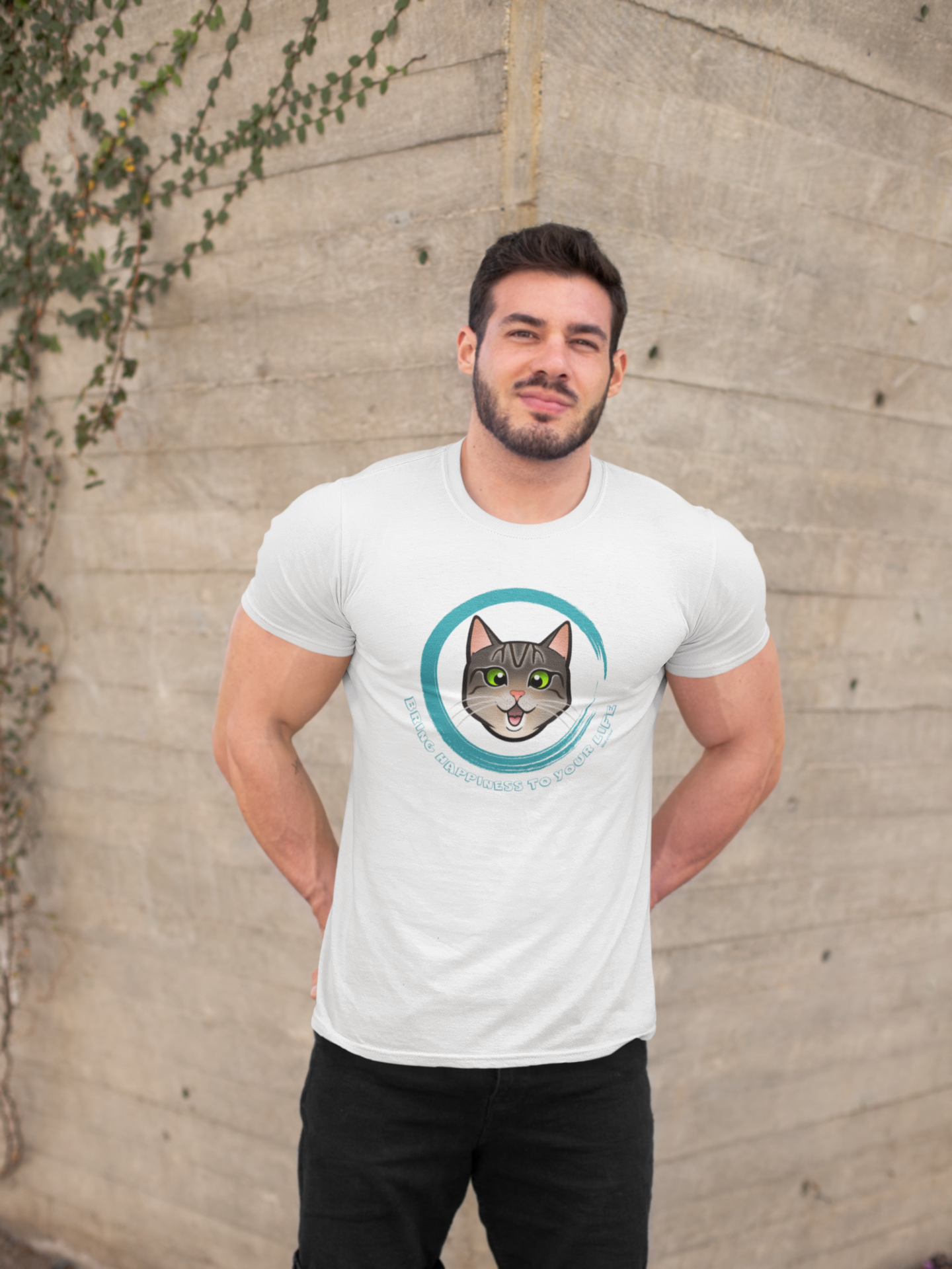 T-Shirt Short Sleeve Unisex - "Bring Happiness To Your Life" Col. Aqua