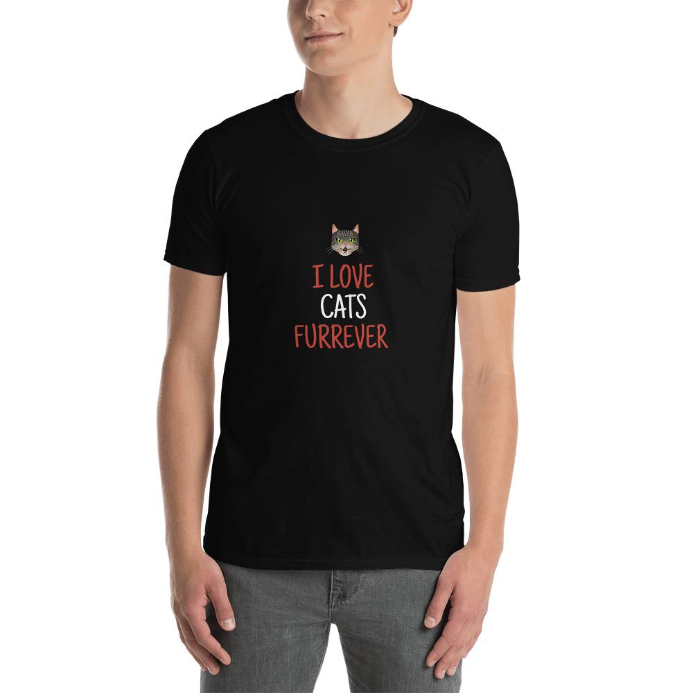 T-Shirt Short Sleeve Unisex - "I Love Cats Furrever" Col.: White